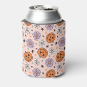 Leuke Halloween pompoenen en bloemen patroon Blikjeskoeler (Blikje Achterkant)
