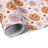 Leuke Halloween pompoenen en bloemen patroon Cadeaupapier (Rol Hoek)