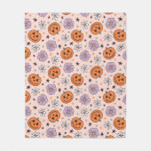 Leuke Halloween pompoenen en bloemen patroon Fleece Deken (Voorkant)