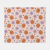Leuke Halloween pompoenen en bloemen patroon Fleece Deken (Voorkant (Horizontaal))