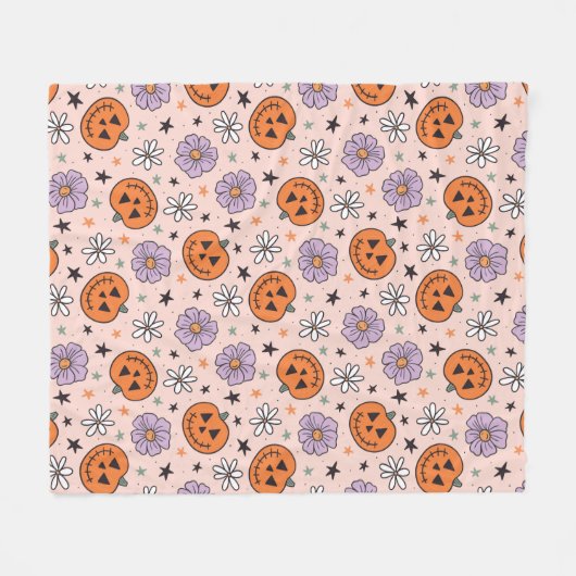 Leuke Halloween pompoenen en bloemen patroon Fleece Deken