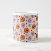 Leuke Halloween pompoenen en bloemen patroon Grote Koffiekop (Voorkant)