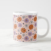 Leuke Halloween pompoenen en bloemen patroon Grote Koffiekop (Rechts)