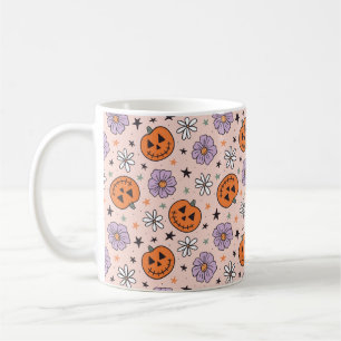 Leuke Halloween pompoenen en bloemen patroon Koffiemok