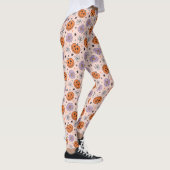 Leuke Halloween pompoenen en bloemen patroon Leggings (Rechts)