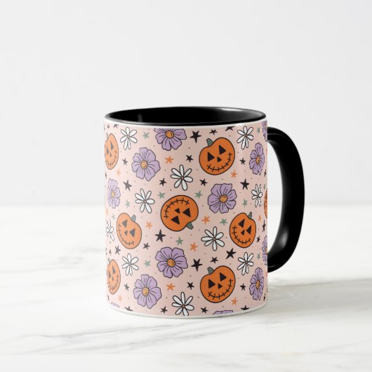Leuke Halloween pompoenen en bloemen patroon Mok (Voorkant rechts)