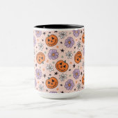 Leuke Halloween pompoenen en bloemen patroon Mok (Midden)