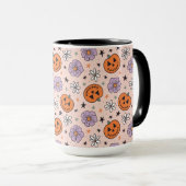 Leuke Halloween pompoenen en bloemen patroon Mok (Voorkant rechts)
