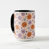 Leuke Halloween pompoenen en bloemen patroon Mok (Voorkant links)