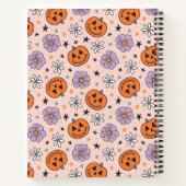 Leuke Halloween pompoenen en bloemen patroon Notitieboek (Achterkant)