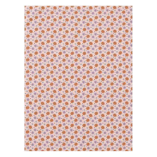 Leuke Halloween pompoenen en bloemen patroon Tafelkleed (Voorkant)