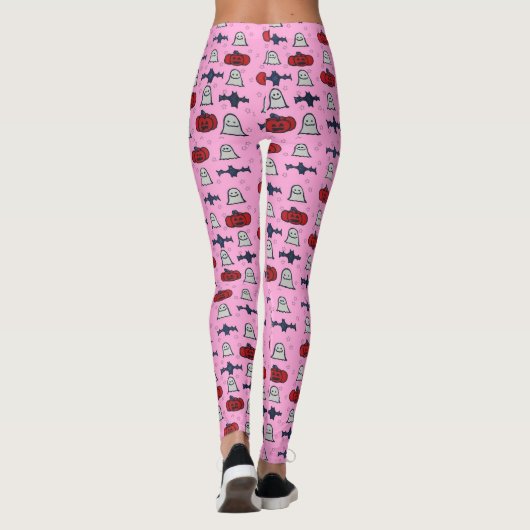 Leuke Halloween Print op roze Leggings (Achterkant)