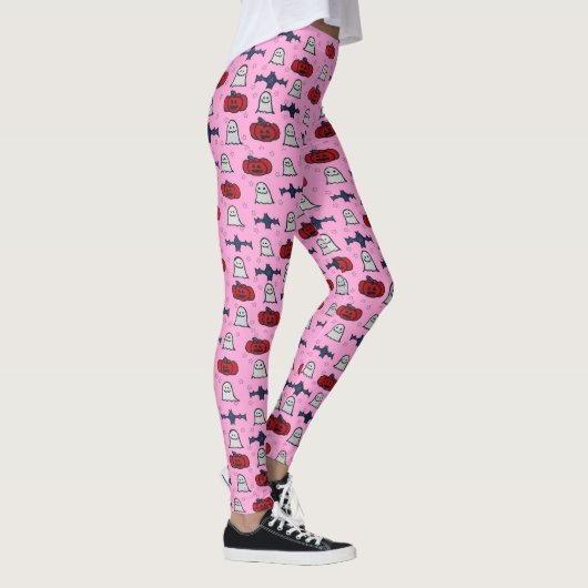 Leuke Halloween Print op roze Leggings (Rechts)