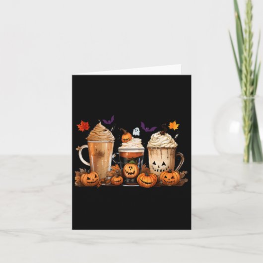 Leuke Halloween Pumpkin Spice Latte Koffie Herfst Kaart (Voorkant)