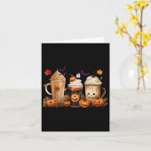 Leuke Halloween Pumpkin Spice Latte Koffie Herfst Kaart (Gele Bloem)