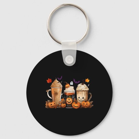 Leuke Halloween Pumpkin Spice Latte Koffie Herfst  Sleutelhanger (Voorkant)