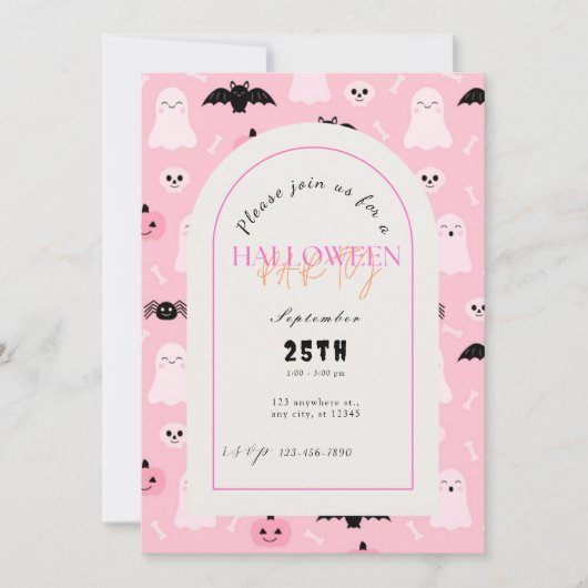 Leuke Halloween Pumpkins en Bat themafeest Kaart (Voorkant)