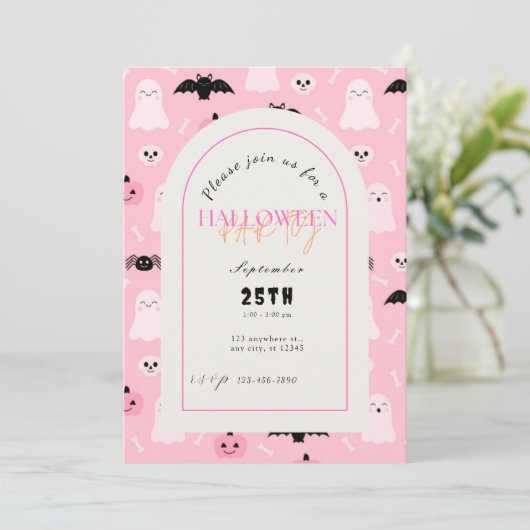 Leuke Halloween Pumpkins en Bat themafeest Kaart (Staand voorkant)