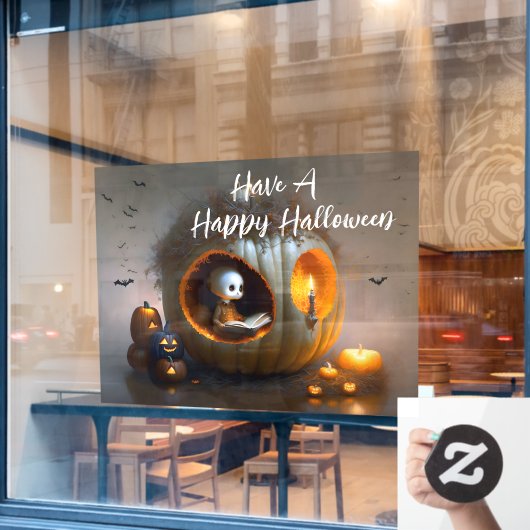 Leuke Halloween Pumpkins en Ghost Raamsticker (Cafe Raam)