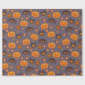 Leuke Halloween Pumpkins Patroon Paarse achtergron Cadeaupapier (Vlak)