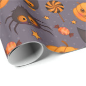 Leuke Halloween Pumpkins Patroon Paarse achtergron Cadeaupapier (Rol Hoek)