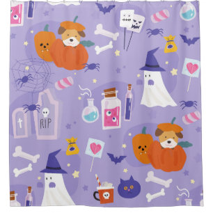 Leuke Halloween puppy hond pompoen vergif Douchegordijn