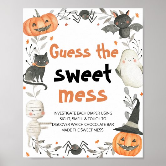 Leuke Halloween Raad het Sweet Mess Baby shower Poster (Voorkant)