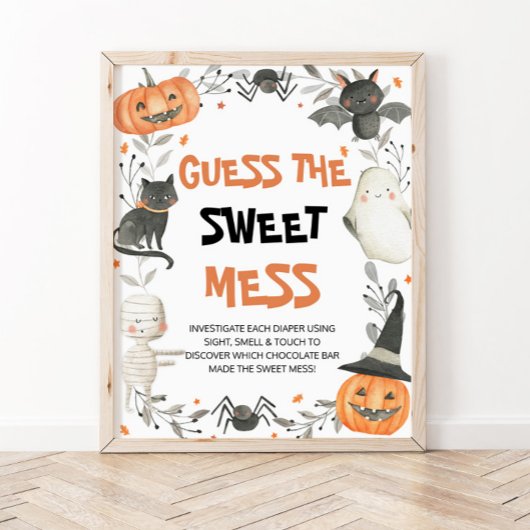 Leuke Halloween Raad het Sweet Mess Baby shower Poster