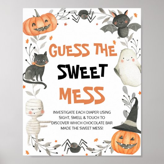 Leuke Halloween Raad het Sweet Mess Baby shower Poster (Voorkant)
