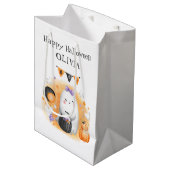 Leuke Halloween Sinaasappel Little Boo Girl Gift B Medium Cadeauzakje (Voorkant Gekanteld)