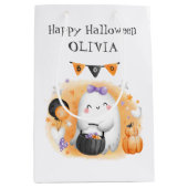 Leuke Halloween Sinaasappel Little Boo Girl Gift B Medium Cadeauzakje (Voorkant)