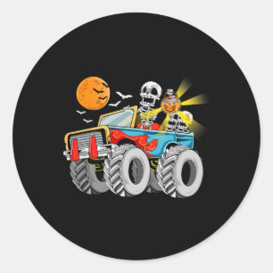 Leuke Halloween Skeleton Monster-truck Kinder Boys Ronde Sticker
