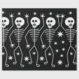 LEUKE HALLOWEEN SKELETTEN inpakpapier met STERREN