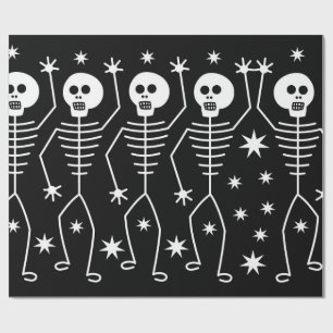 LEUKE HALLOWEEN SKELETTEN inpakpapier met STERREN