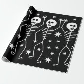LEUKE HALLOWEEN SKELETTEN inpakpapier met STERREN (Uitgerold)
