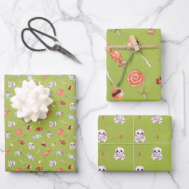 Leuke Halloween-snoepjes en schedels Inpakpapier Vel