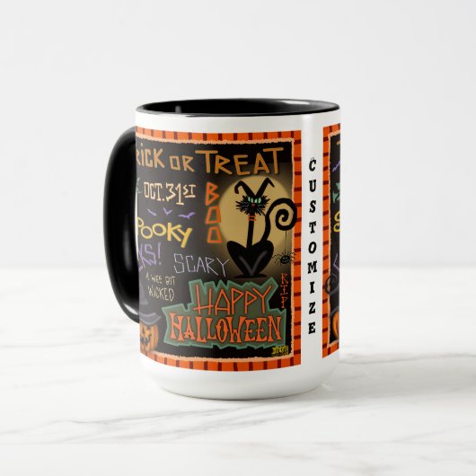 Leuke Halloween Spook Cat Fun Pumpkin  Mok (Voorkant links)