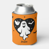 Leuke Halloween spook met hart en vleermuis Blikjeskoeler (Blikje Voorkant)