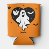 Leuke Halloween spook met hart en vleermuis Blikjeskoeler (Voorkant)