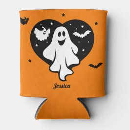 Leuke Halloween spook met hart en vleermuis Blikjeskoeler