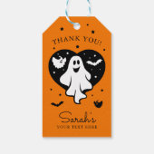 Leuke Halloween spook met hart en vleermuis Cadeaulabel (Achterkant)