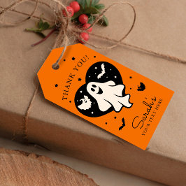 Leuke Halloween spook met hart en vleermuis Cadeaulabel