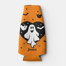 Leuke Halloween spook met hart en vleermuis Flesjeskoeler