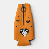 Leuke Halloween spook met hart en vleermuis Flesjeskoeler (Achterkant)