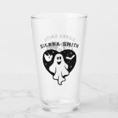 Leuke Halloween spook met hart en vleermuis Glas (Achterkant)