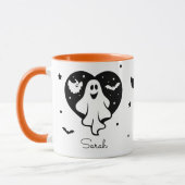 Leuke Halloween spook met hart en vleermuis Mok (Links)