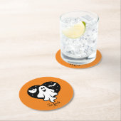 Leuke Halloween spook met hart en vleermuis Ronde Kartonnen Onderzetter (Insitu)