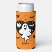 Leuke Halloween spook met hart en vleermuis Seltzer Blikjeskoeler (Seltzer Achterkant)