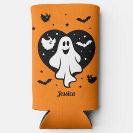 Leuke Halloween spook met hart en vleermuis Seltzer Blikjeskoeler