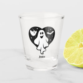 Leuke Halloween spook met hart en vleermuis Shot Glas